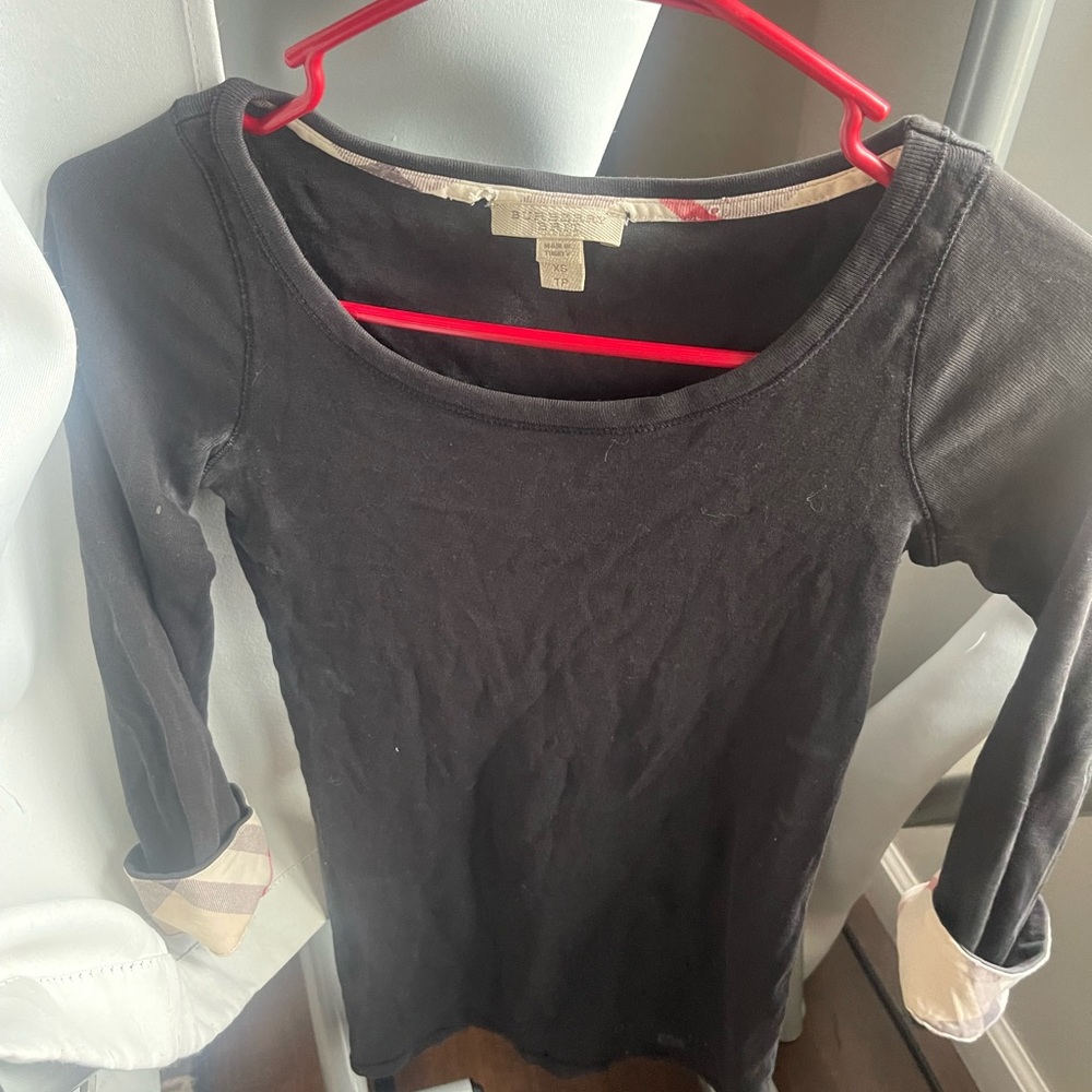 Burberry quarter sleeve black top XS